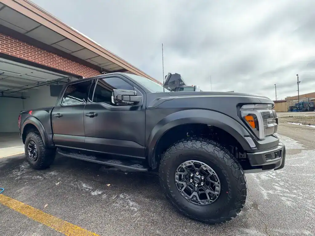 Exterior Car Wash Service in Chicago - Mobile Hand Wash 3 "Black Ford Raptor R after complete wash and wax detailing service at Elite Luxe Auto Detailing in Chicago."